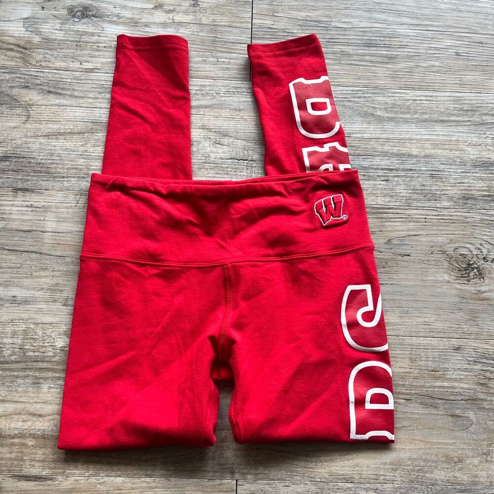 UW Madison Leggings Wisconsin Red White Badgers LoudMouth School Spirit S/M